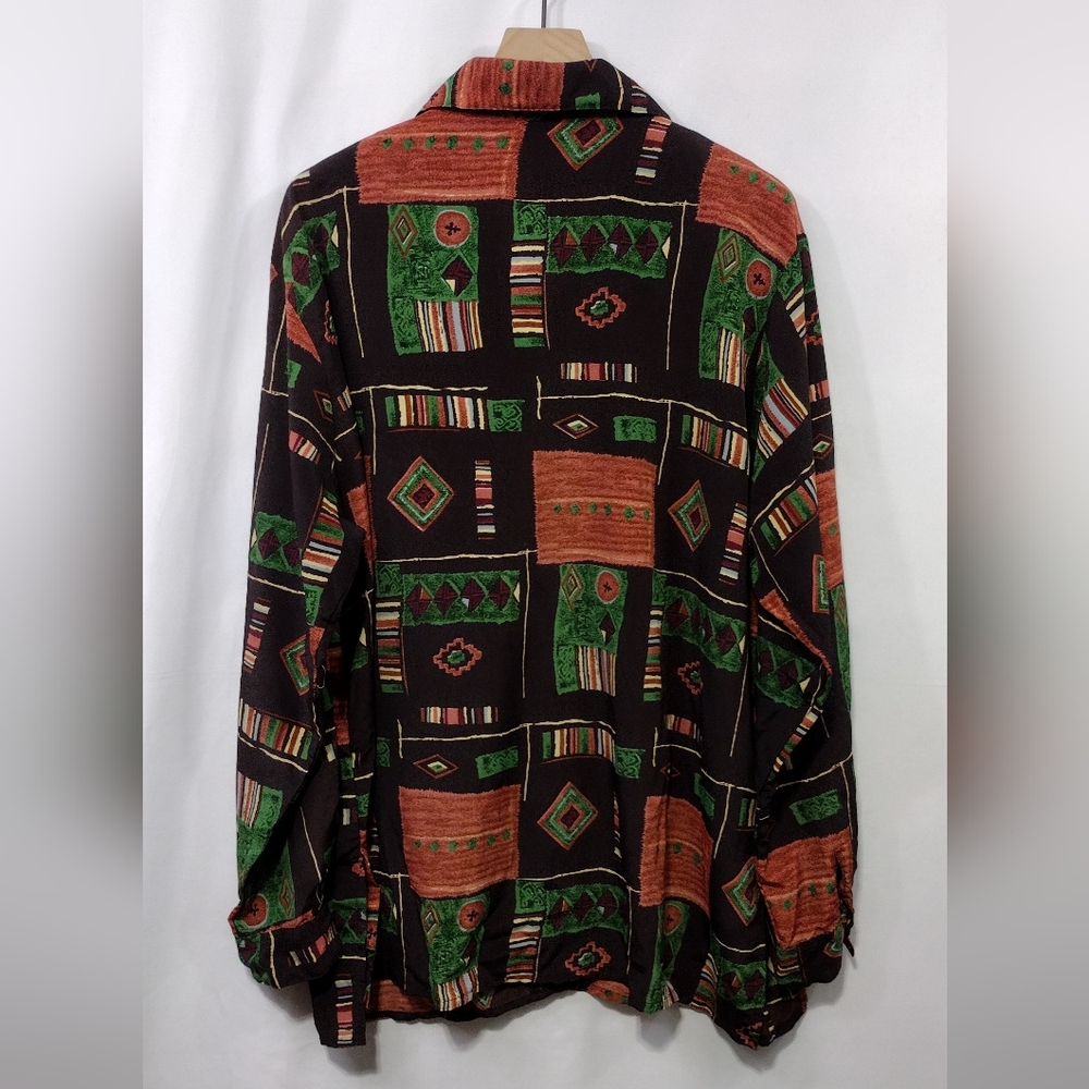 Cassee's Artsy Button Front Shirt Women's 3X Brown Bobo Retro 90s Y2K Western - Picture 5 of 7